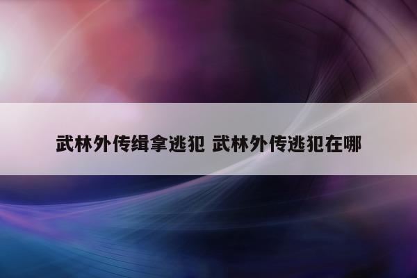 武林外传缉拿逃犯 武林外传逃犯在哪