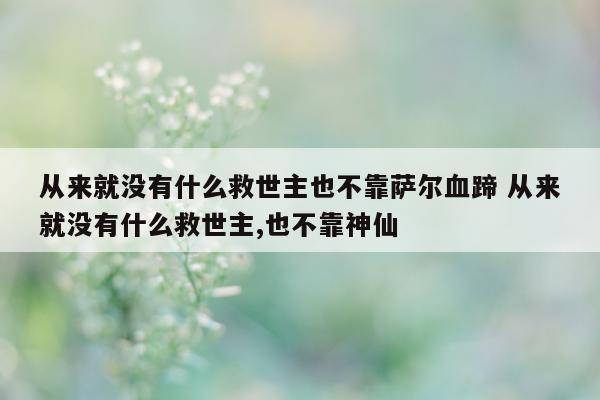 从来就没有什么救世主也不靠萨尔血蹄 从来就没有什么救世主,也不靠神仙