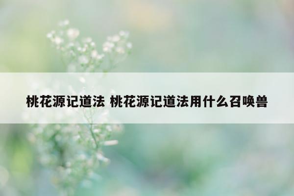 桃花源记道法 桃花源记道法用什么召唤兽